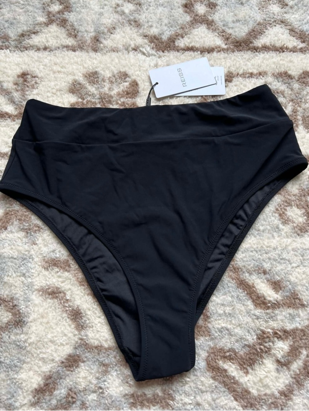 Reiss Helena High Waist Bikini Bottoms in Black